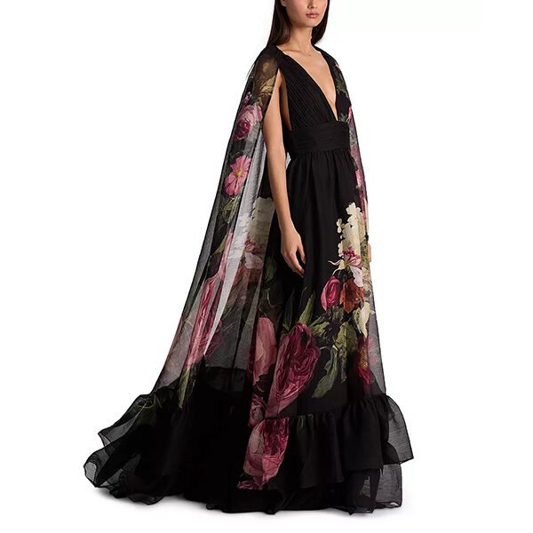 Alice And Olivia Roya Cape Gown-Be Still