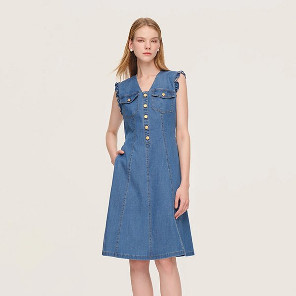 Goelia1995 Denim Midi Dress | Lyocell