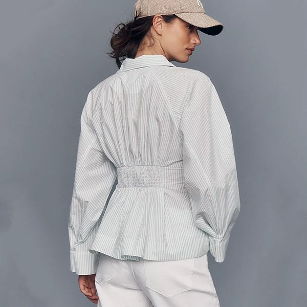 Maeve V-Neck Top | Waisted Long Sleeve - Image 3