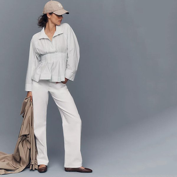 Maeve V-Neck Top | Waisted Long Sleeve - Image 2