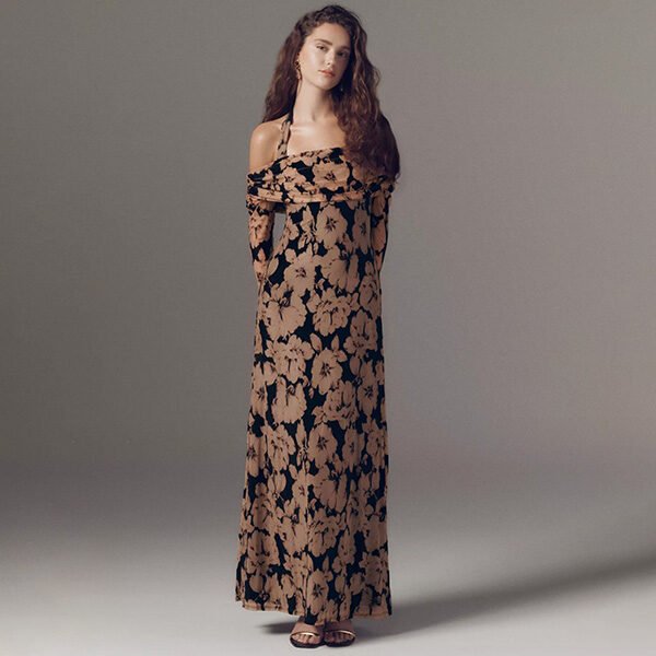 AFRM Arielle Velvet Off-Shoulder Maxi Dress