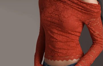 AFRM Barry Asymmetric Lace Top-Poppy Red (2)