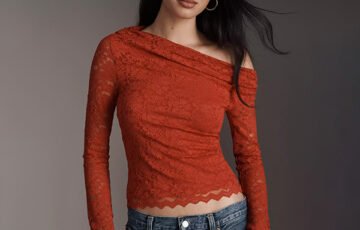 AFRM Barry Asymmetric Lace Top-Poppy Red (3)
