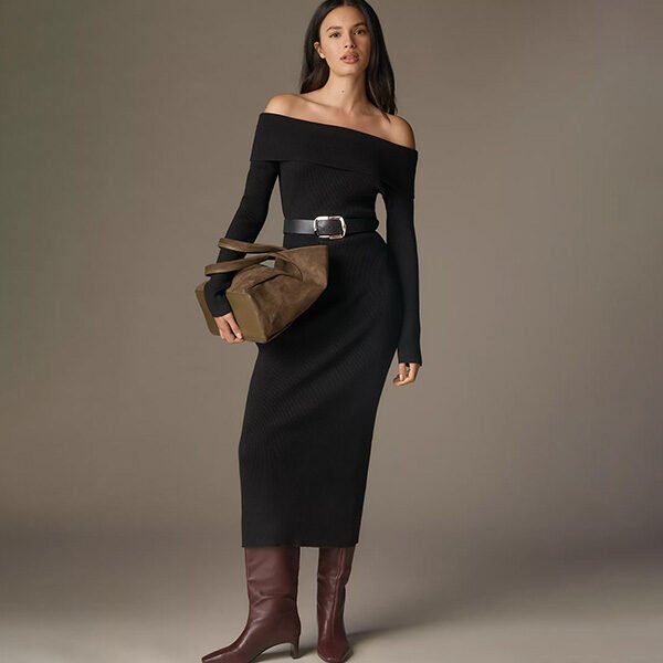 Glamorous Petite Off-Shoulder Midi Dress