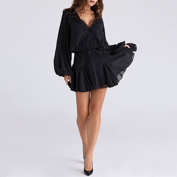 HOUSE OF CB Gianna Beaded Dress in Black 2 HOUSE OF CB Gianna Beaded Dress in Black - Image 2