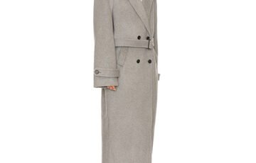 Helsa Bold Shoulder Long Coat in Grey (2)