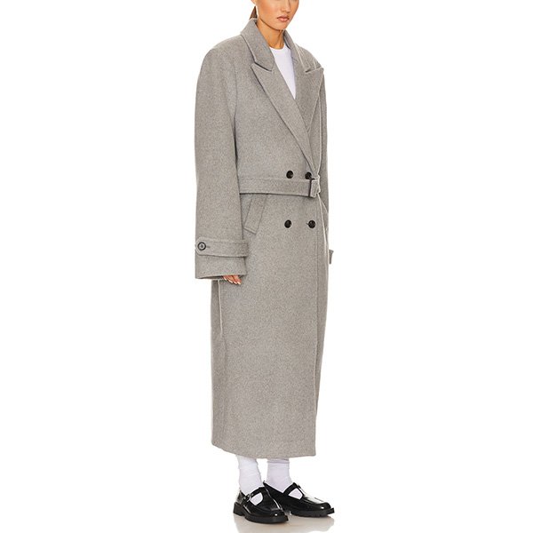 Helsa Bold Shoulder Long Coat in Grey 2 Helsa Bold Shoulder Long Coat in Grey - Image 2