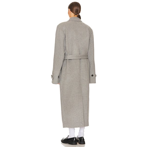 Helsa Bold Shoulder Long Coat in Grey 3 Helsa Bold Shoulder Long Coat in Grey - Image 3