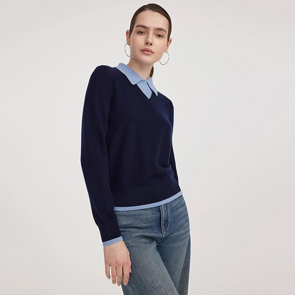 Goelia Wool Color Block Sweater