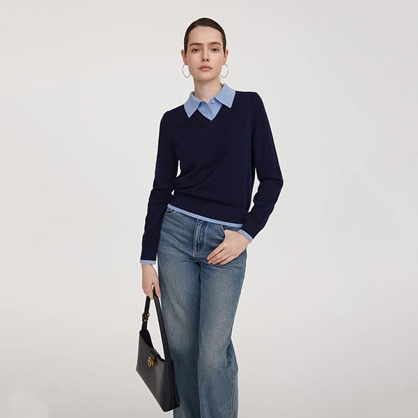 Goelia Wool Color Block Sweater