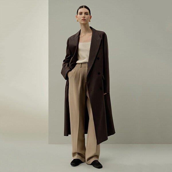 lilysilk wool coat chestnut
