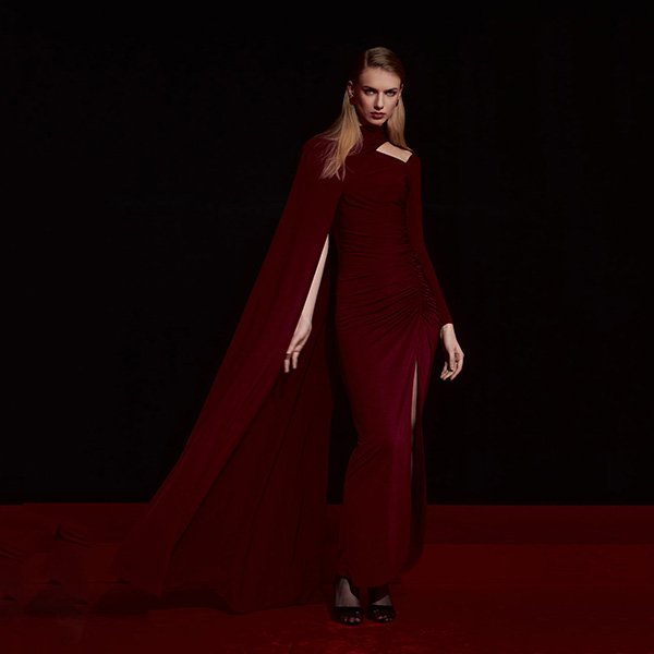 Lichi One-Shoulder Cape Jersey Maxi Dress (5)