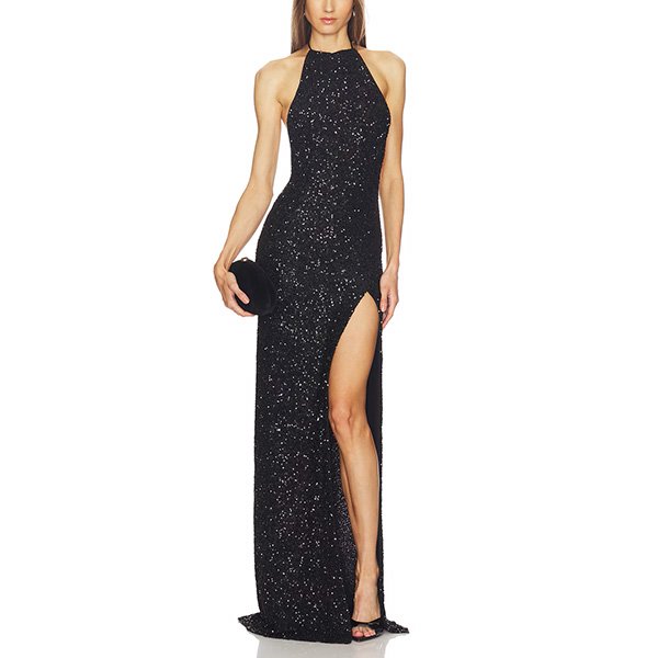 Reggio Sequin Gown Black Michael Costello x REVOLVE (1)