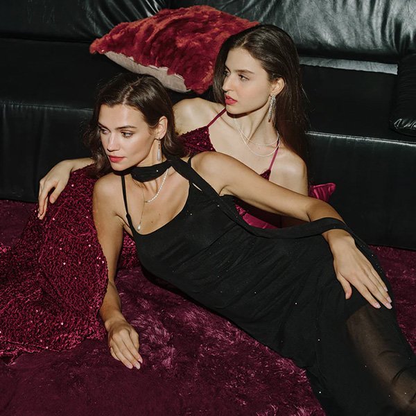 Rihoas Sequin Strap Black Maxi Dress - Image 3