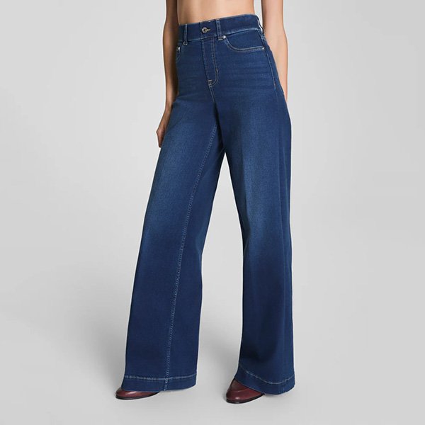 SPANX Wide Leg Pull-On Jeans in Poseidon (2)