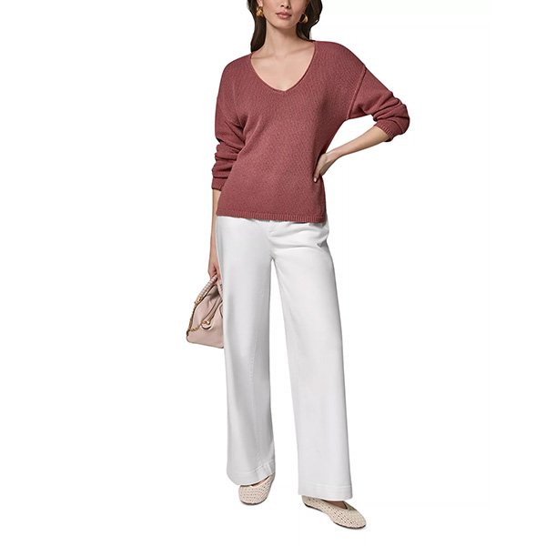 V Neck Sweater - Drop Shoulder