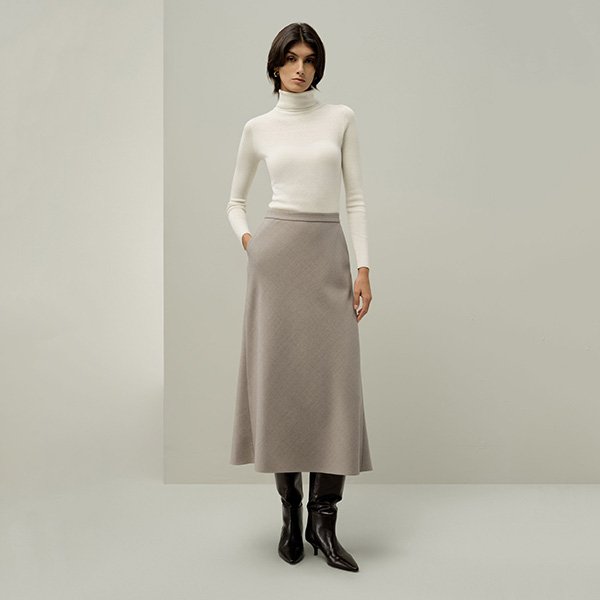 LILYSILK Silk Wool Skirt | A-Line Midi Skirt