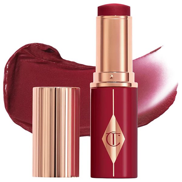 Blush stick in Pinky Glow shade with skincare-infused buildable formula