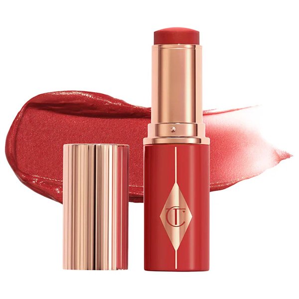 Blush stick in Pinky Glow shade with skincare-infused buildable formula