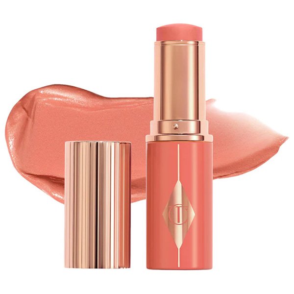 Blush stick in Pinky Glow shade with skincare-infused buildable formula