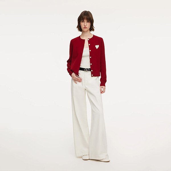 Goelia White Wide Leg Jeans with Belt