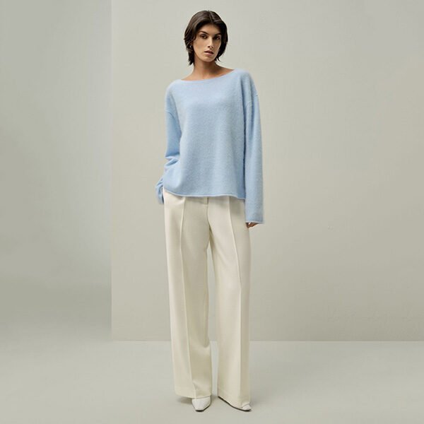 Cashmere Sweater - Boat Neck Brushed | LILYSILK