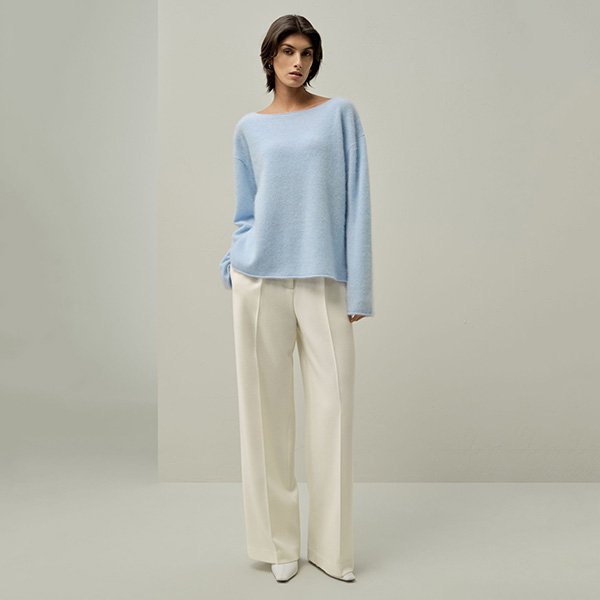 Cashmere Sweater - Boat Neck Brushed | LILYSILK