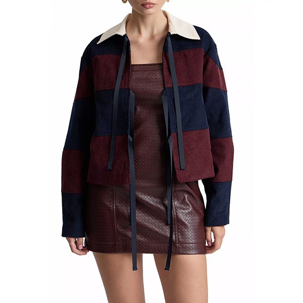 Corduroy Jacket - Tie Front Striped