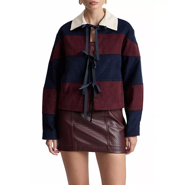 Corduroy Jacket - Tie Front Striped