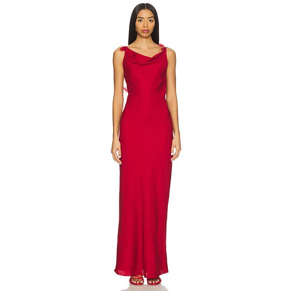 Cowl Neck Dress Cult Gaia Nymeria in Merlot deep red front view