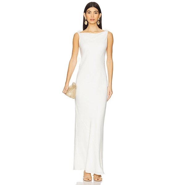 Cowl Neck Dress Cult Gaia Nymeria in Off White ivory front view