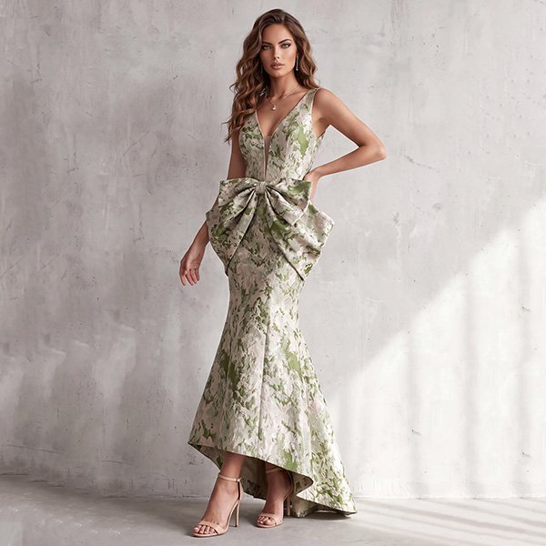 Formal Dress - Sage Mermaid Bow Gown