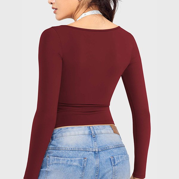 Long Sleeve Top - Ease Square Neck | YEOREO