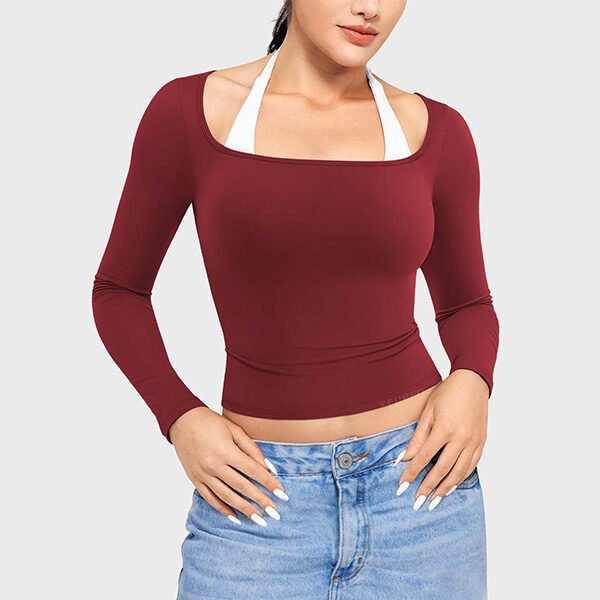 Long Sleeve Top - Ease Square Neck | YEOREO