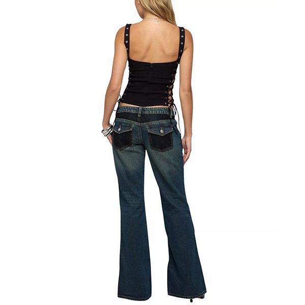 Low Rise Jeans - Tatem Lacey Flared | Edikted