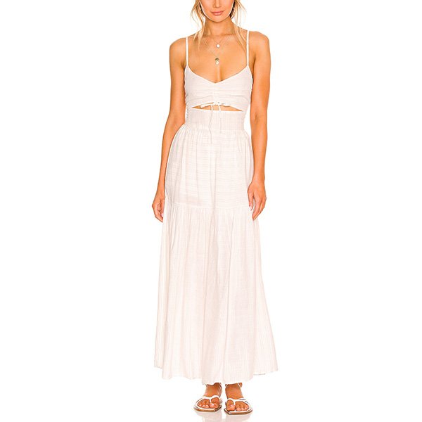 Maxi Dress - Zuri Cut-Out Cream | LSPACE