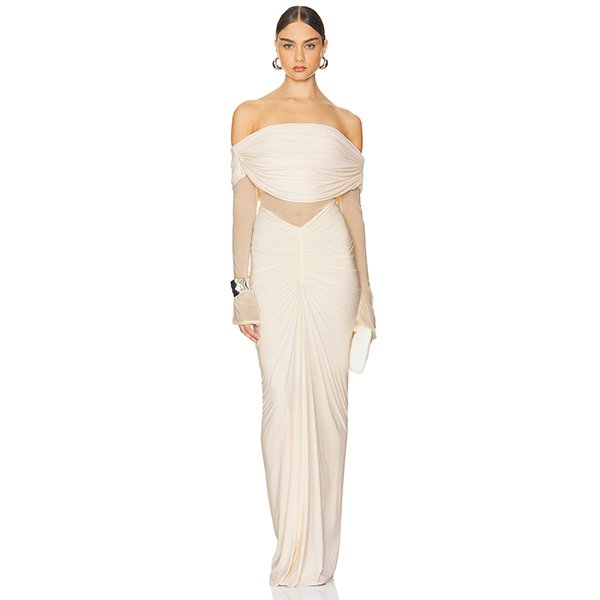 Off Shoulder Gown - Jolene Mesh Ruched