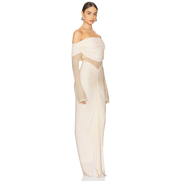 Off Shoulder Gown - Jolene Mesh Ruched