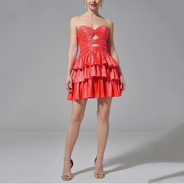 Party Dress - Irene Strapless Tangerine | AW