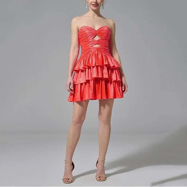 Party Dress - Irene Strapless Tangerine | AW