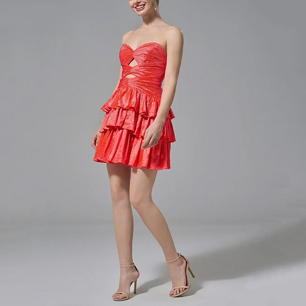 Party Dress - Irene Strapless Tangerine | AW
