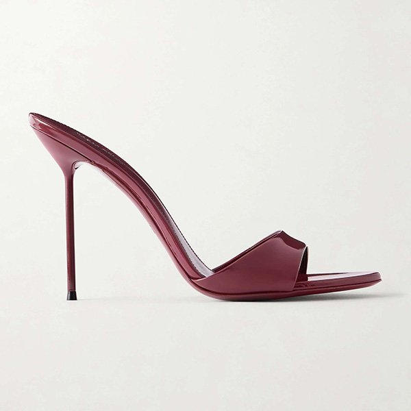 Patent Mules Paris Texas Lidia 105 burgundy patent side profile with 105mm stiletto