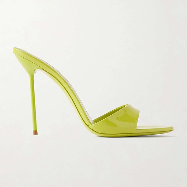 Patent Mules Paris Texas Lidia 105 lime green glossy patent side view