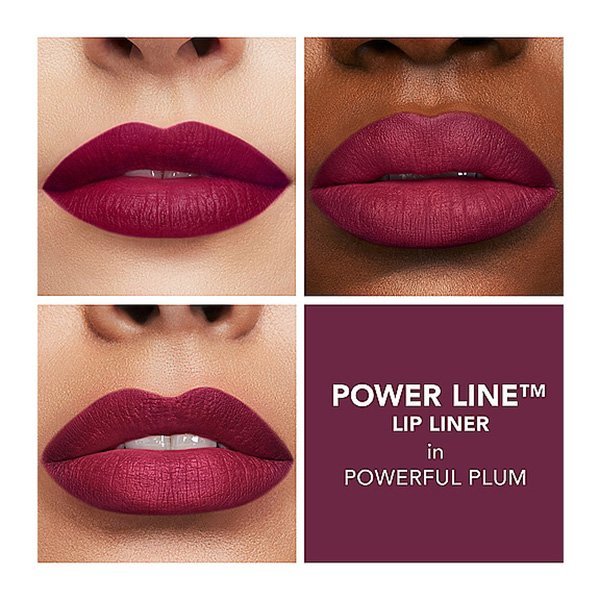 Plumping Lip Pencil Buxom Powerful Plum deep berry wine swatches on diverse lips
