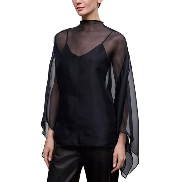 Sheer Top - Fia Silk Mock Neck | STAUD