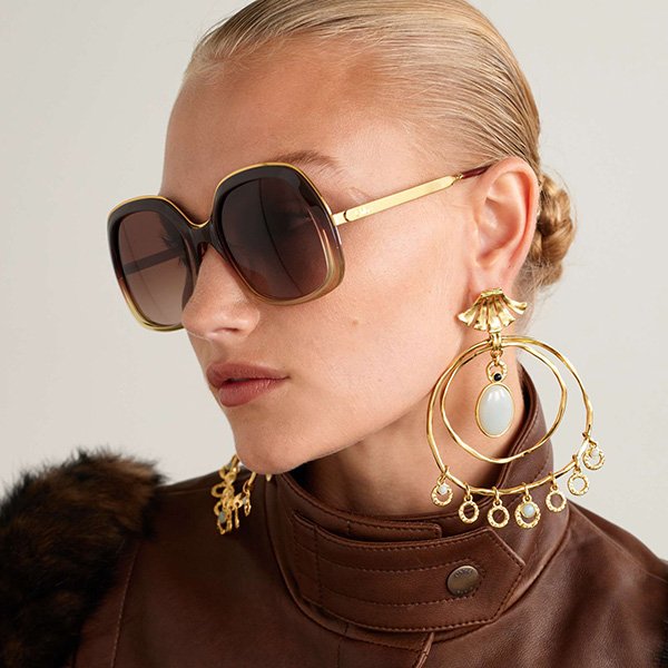 Square Sunglasses - Aly Acetate Gold | Chloé