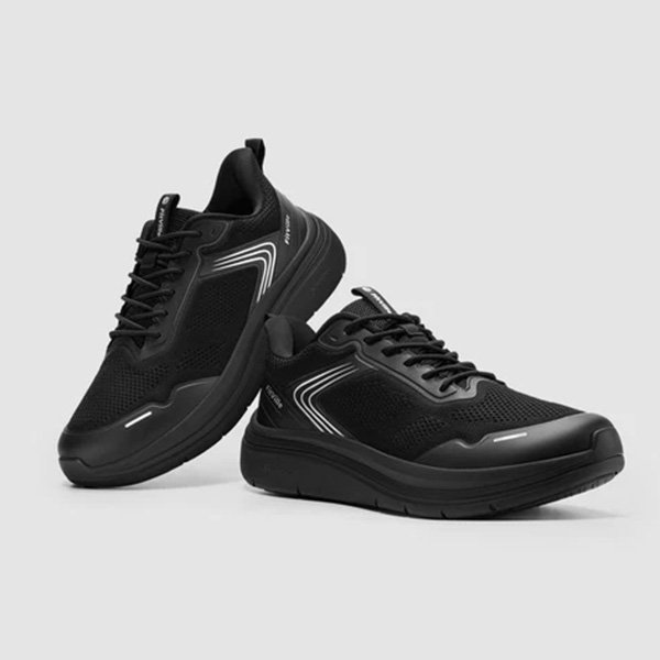 Walking Shoes FitVille Cloud Wanderer V23 jet black pair with wide toe box and arch support