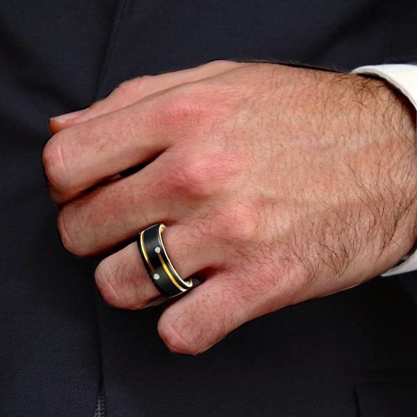 Wedding Band - Two-Tone Tungsten Sapphire