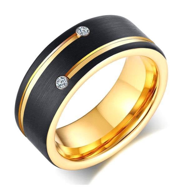 Wedding Band - Two-Tone Tungsten Sapphire
