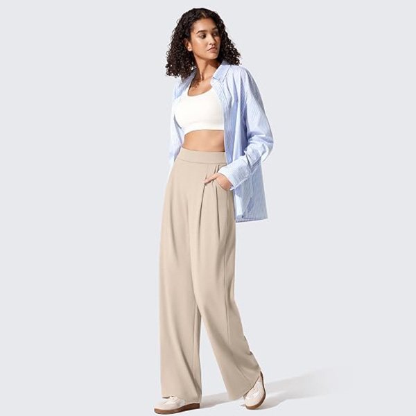 Wide Leg Pants - ShiftReady Pleated | G4Free